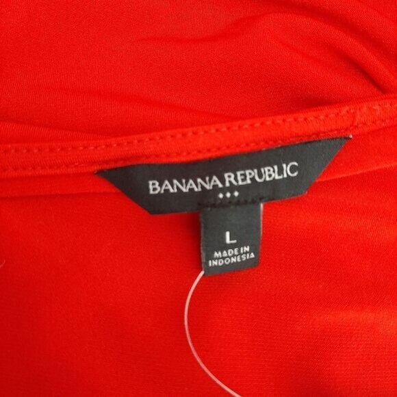 BANANA REPUBLIC Surplice Stretch Faux Wrap Blouse Top Red Sz L - Picture 10 of 11